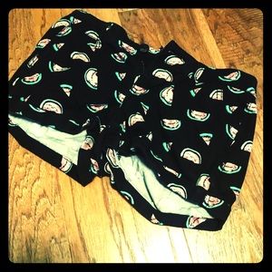 Low-rise watermelon print shorts